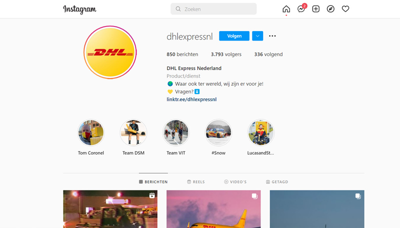 DHL contacteren via Instagram