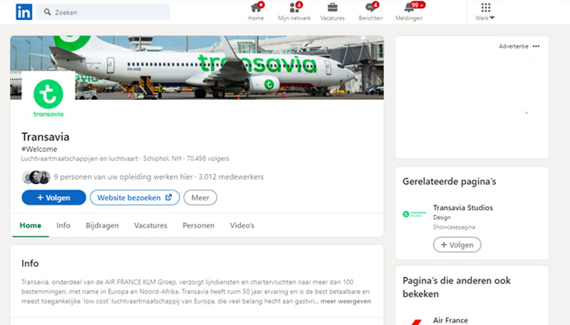 Transavia op Linkedin